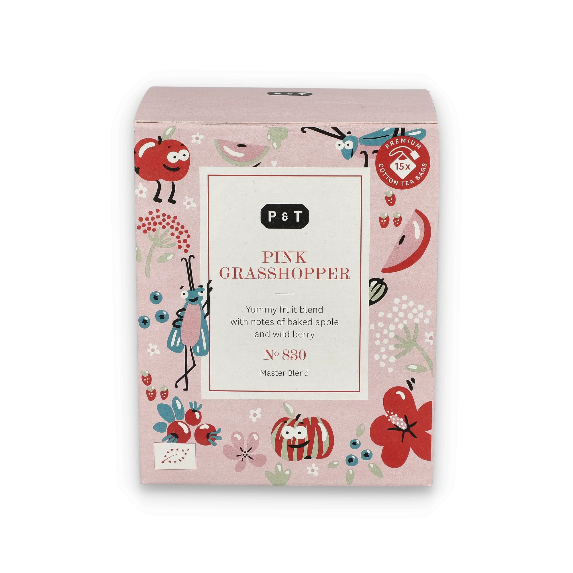 P & T Pink Grasshopper Tee mit gebackenem Apfel und wilden Beeren, 15 Teebeutel