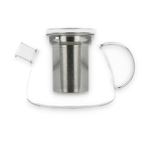 Zerlegter Edelstahl-Kaffeefilter von Oxo mit feinem Sieb und Silikonrand, auf schwarzem Hintergrund.